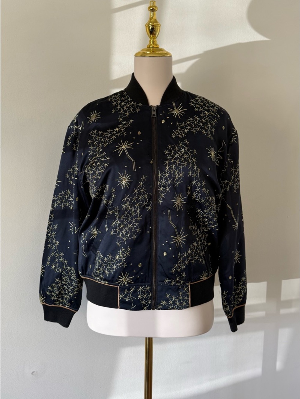 Silence + Noise / Urban Outfitters Constellations Bomber Jacket Navy Blue Size S